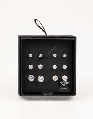 Lovisa - Lot de 6 paires de boucles d'oreilles classiques avec zircon cubique rond - Doré