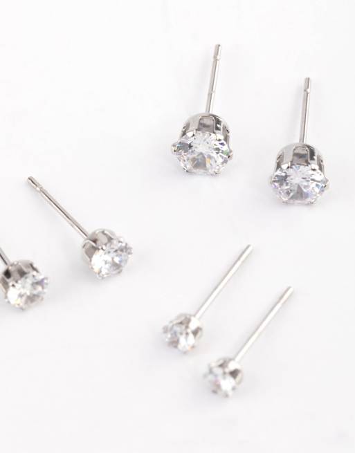 Lovisa - Lot de boucles d'oreilles en acier inoxydable étanche avec zircons cubiques - Argenté, 2 de 5