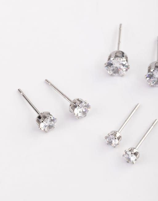 Lovisa - Lot de boucles d'oreilles en acier inoxydable étanche avec zircons cubiques - Argenté, 3 de 5