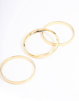 Lovisa - Lot de bracelets jonc lisses taille moyenne à classique en plaqué or - Doré