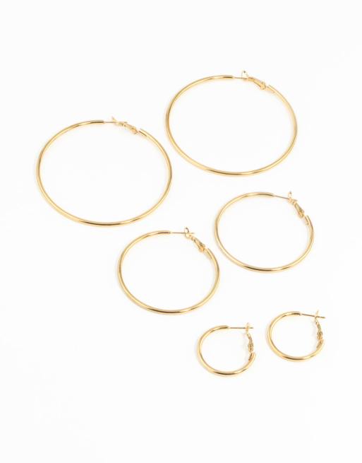 Lovisa - Lot de créoles fines en acier inoxydable plaqué or imperméable - Doré, 2 de 3