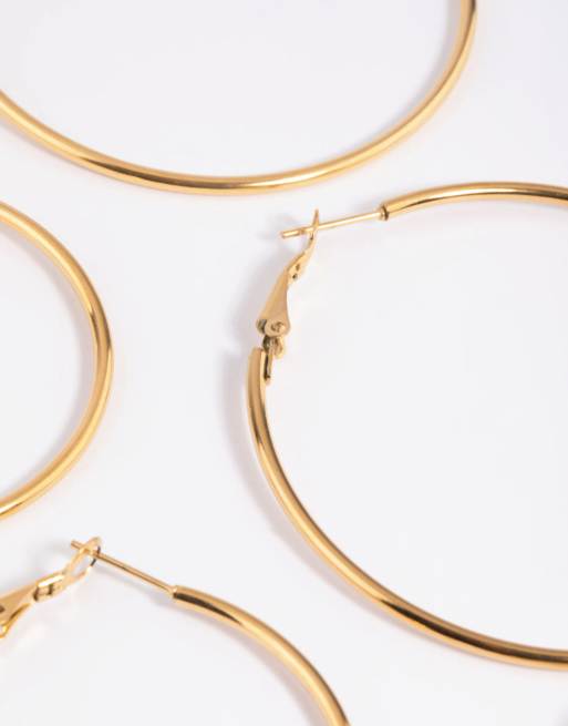 Lovisa - Lot de créoles fines en acier inoxydable plaqué or imperméable - Doré, 3 de 3