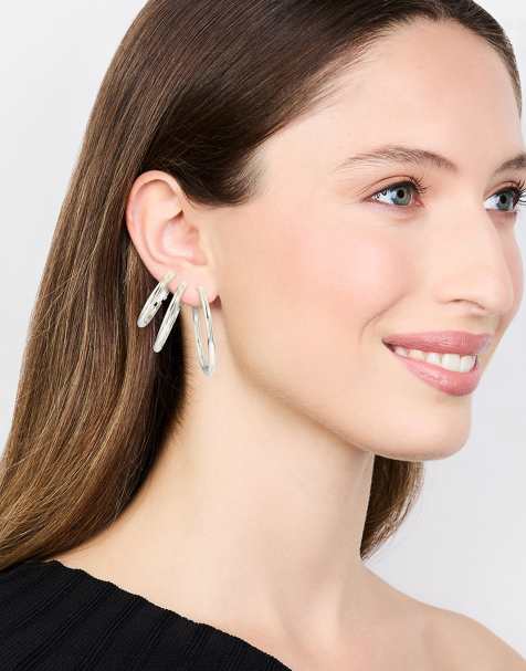 Lovisa - Lot de paires de créoles grandes et basiques en acier inoxydable étanche - Argenté - view 1