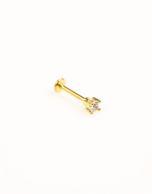 Lovisa - Lot de piercings à arrière plat en titane doré avec zircons cubiques - Doré , 3 de 3