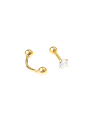 Lovisa - Lot de piercings de cartilage en acier chirurgical avec strass - Doré