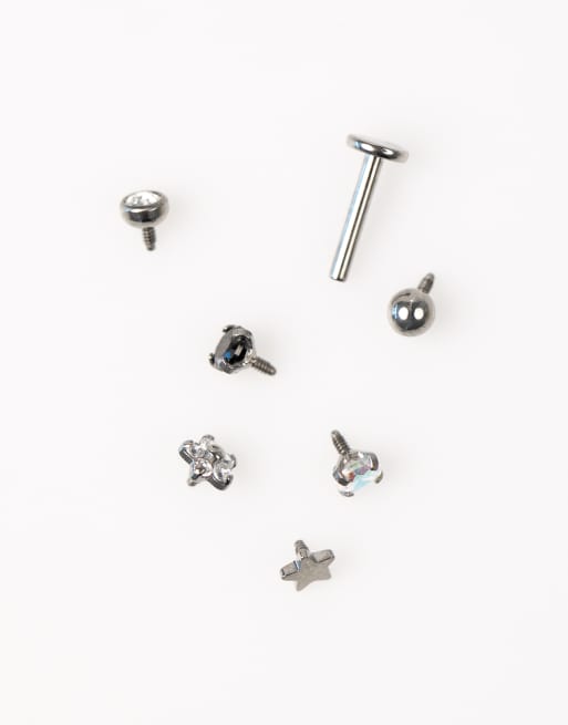 Lovisa - Lot de piercings délicats en titane à arrière plat - Argenté , 2 de 3