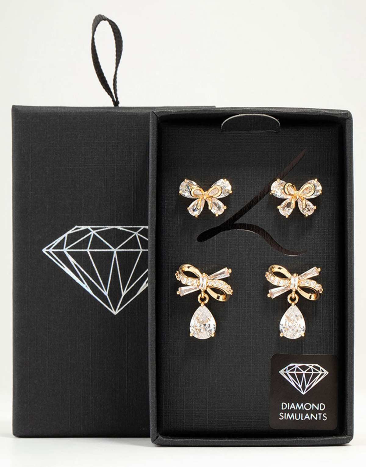 Lovisa Lovisa gold cubic zirconia bow stud earrings 2-pack in gold