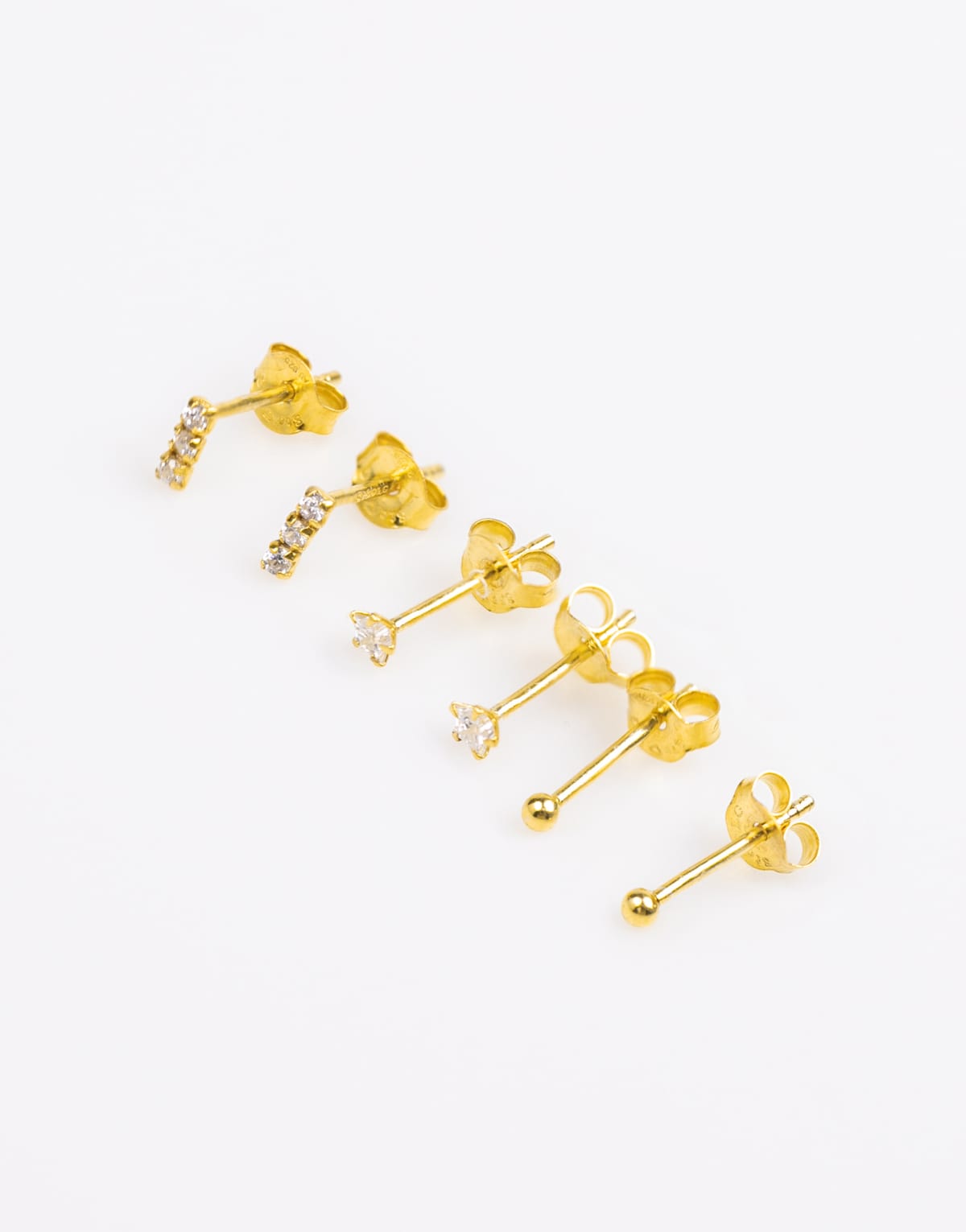 Lovisa Lovisa gold plated sterling silver diamante line star earrings trio in gold