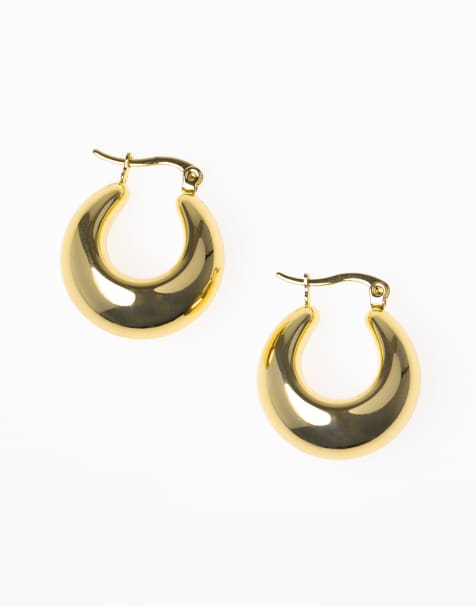 Lovisa Lovisa waterproof gold plated stainless steel full bubble hoop earrings in gold - view 1