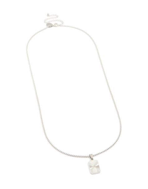 Lovisa Men's - Collar plateado con colgante de placa de acero inoxidable resistente al agua - view 1