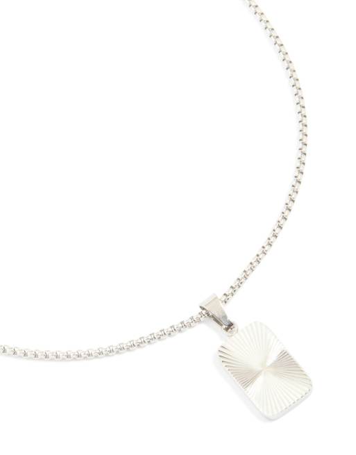 Lovisa Men's - Collar plateado con colgante de placa de acero inoxidable resistente al agua, 2 de 4