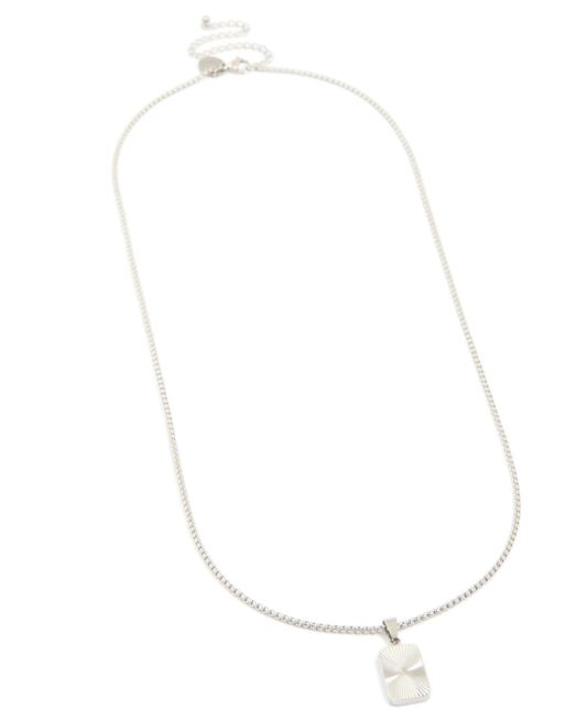 Lovisa Men's - Collar plateado con colgante de placa de acero inoxidable resistente al agua, 4 de 4