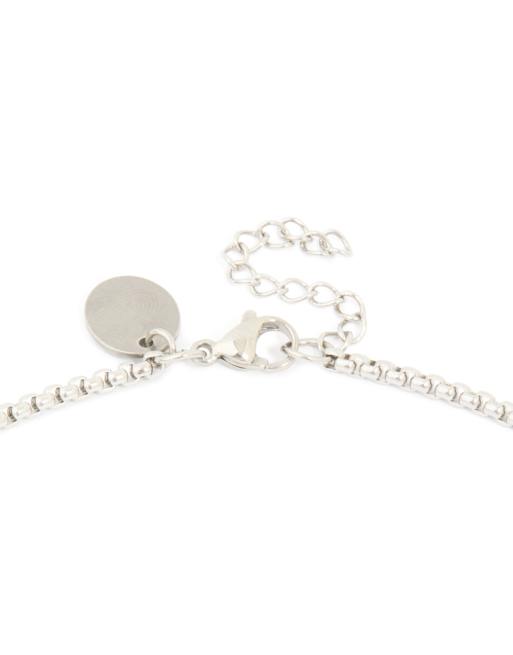 Lovisa Men's - Collar plateado con colgante de placa esmaltada negra de acero inoxidable resistente al agua, 3 de 4