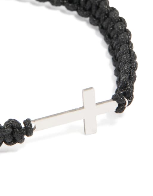 Lovisa Men's - Pulsera negra con cierre ajustable y cruz de acero inoxidable resistente al agua, 3 de 3
