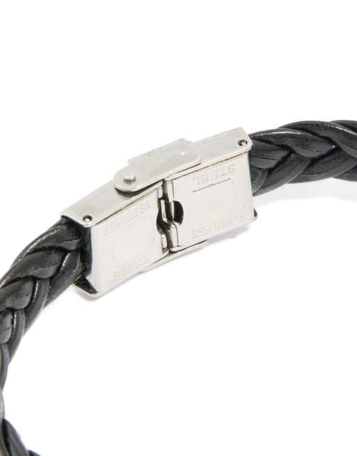 Lovisa Men's - Pulsera negra trenzada de acero inoxidable resistente al agua, 3 de 3