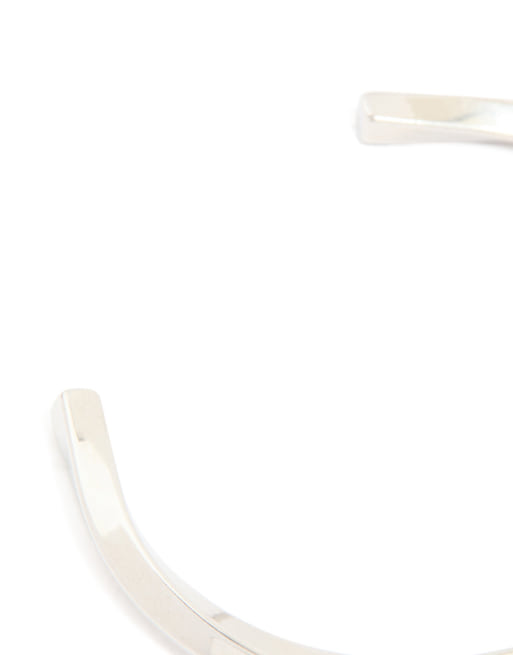 Lovisa Men's - Pulsera rígida plateada con diseño cuadrado retorcido de acero inoxidable resistente al agua, 2 de 3
