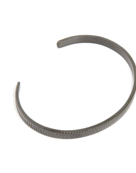 Lovisa Mens waterproof black stainless steel detailed wrist cuff in black - view 1