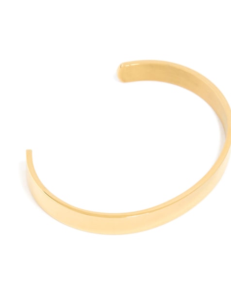 Lovisa Mens waterproof gold plated stainless steel smooth flat wrist cuff in gold - view 1