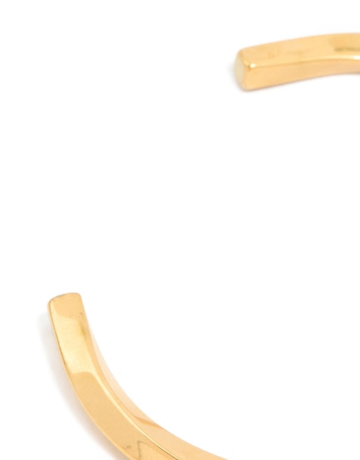 Lovisa Mens waterproof golf plated stainless steel square twist wrist cuff in gold, 3 of 3