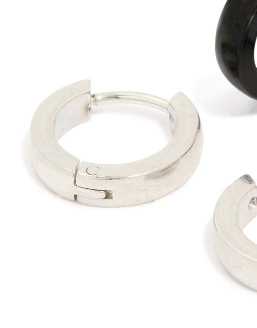 Lovisa Men's waterproof mixed metal stainless steel huggie earrings 2 pack in multicolour, 2 of 4