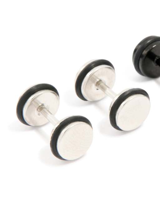 Lovisa Mens waterproof stainless steel black coated metal mixed flat back studs 2-pack in multicolour, 2 of 3