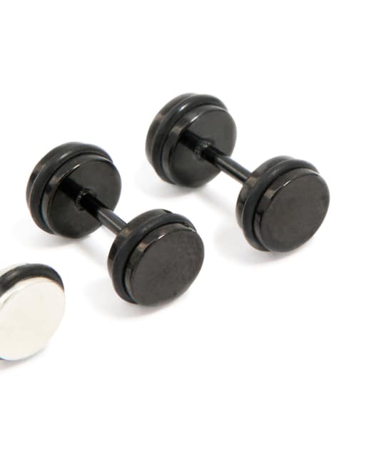 Lovisa Mens waterproof stainless steel black coated metal mixed flat back studs 2-pack in multicolour, 3 of 3