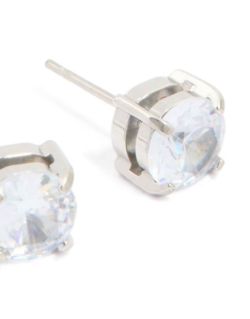 Lovisa Mens waterproof stainless steel large round cubic zirconia stud earrings in silver, 3 of 3