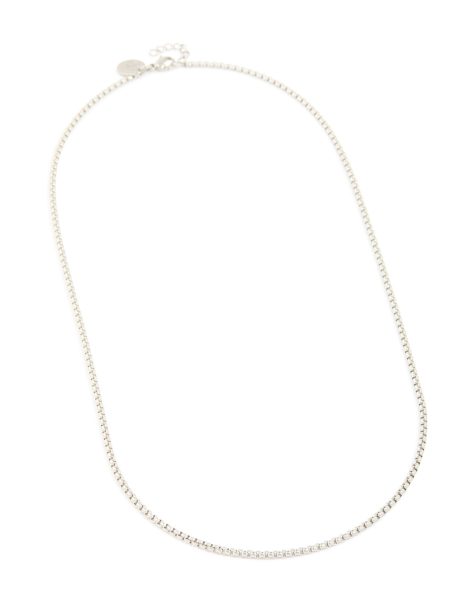 Lovisa Mens waterproof stainless steel mini box chain necklace in silver - view 1