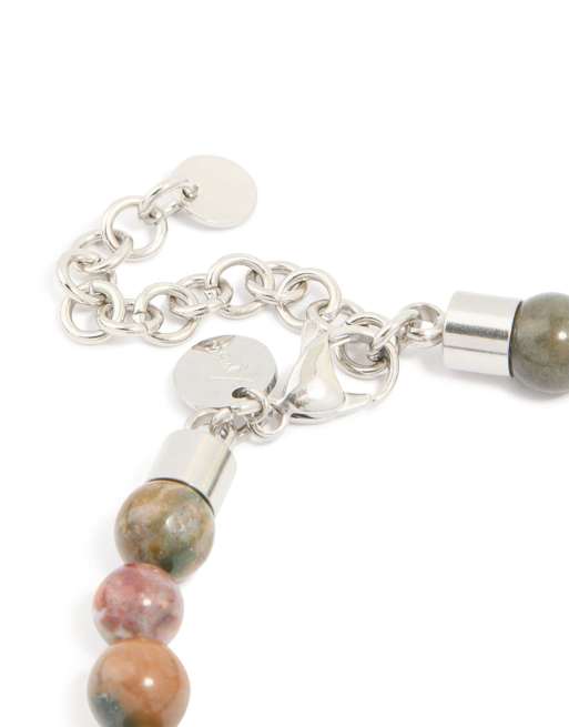 Lovisa Mens waterproof stainless steel semi precious beaded bracelet in multicolour, 2 of 3