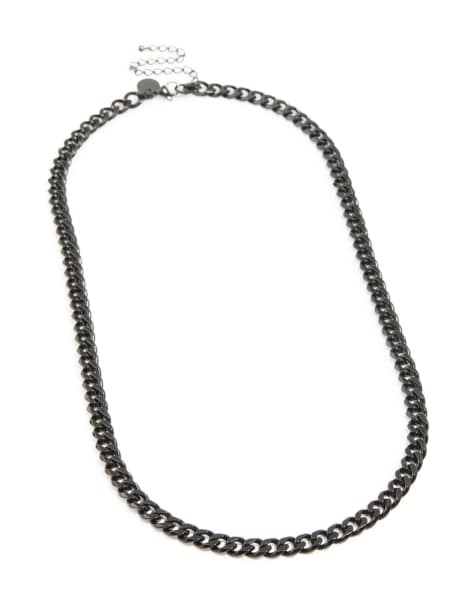 Lovisa Mens waterproof stainless steel small miami cuban necklace in black - view 1