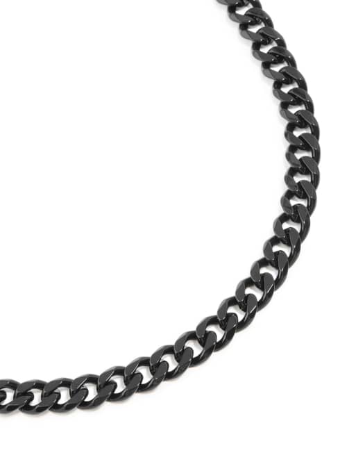 Lovisa Mens waterproof stainless steel small miami cuban necklace in black, 3 of 3