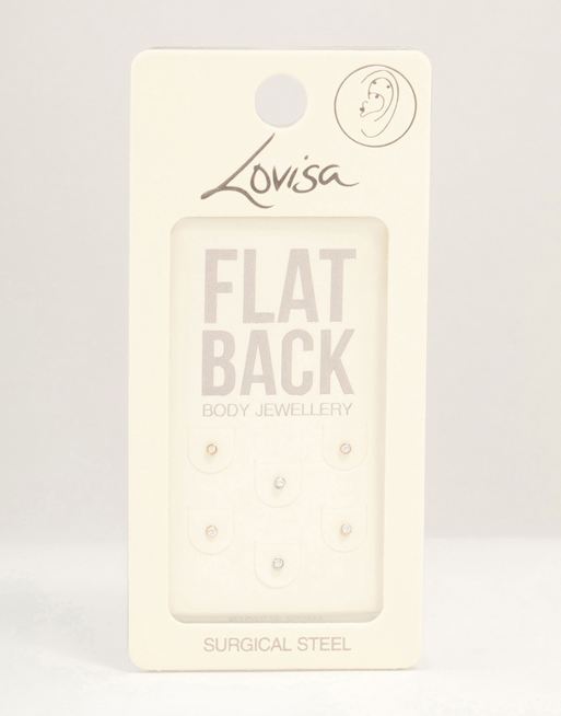 Lovisa Mixed metal surgical steel flat back earring 6-pack in multicolor, 2 of 4