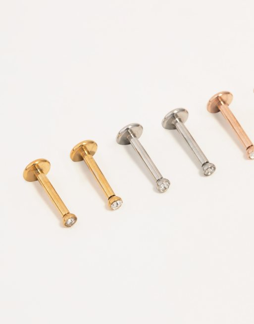 Lovisa Mixed metal surgical steel flat back earring 6-pack in multicolor, 3 of 4