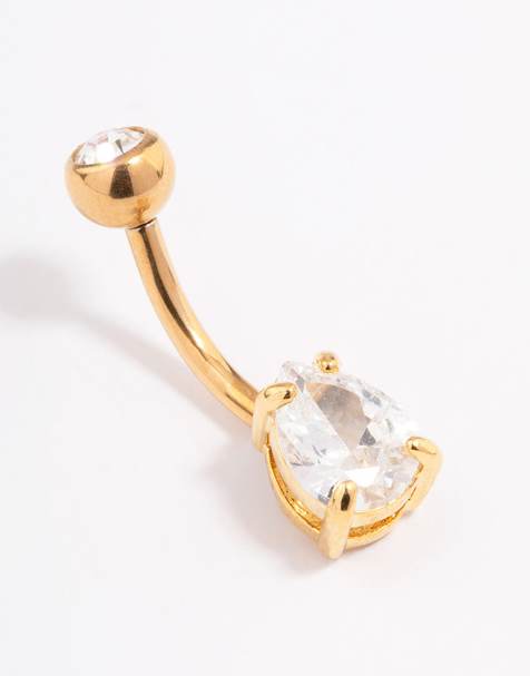 Lovisa - Navelpiercing van chirurgisch staal met zirkonia met randje in verguld goud - view 1