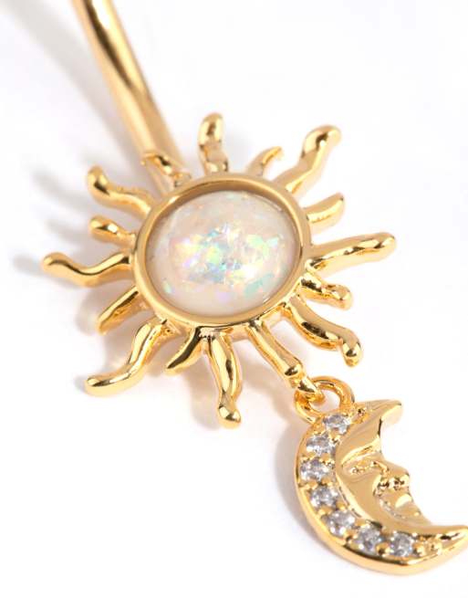 Lovisa - Navelpiercing van chirurgisch staal met zon en maan in goud, 2 van 3