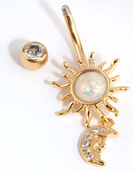 Lovisa - Navelpiercing van chirurgisch staal met zon en maan in goud, 3 van 3