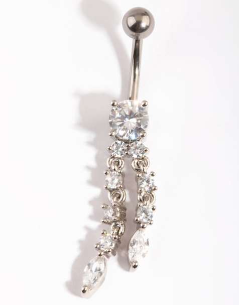 Lovisa - Navelpiercing van titanium met hangers in zilver - view 1