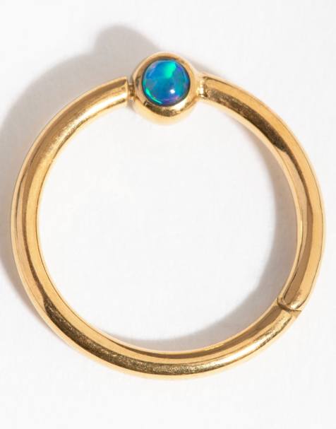 Lovisa - Navelpiercing van titanium met imitatie-opaal in goud - view 1