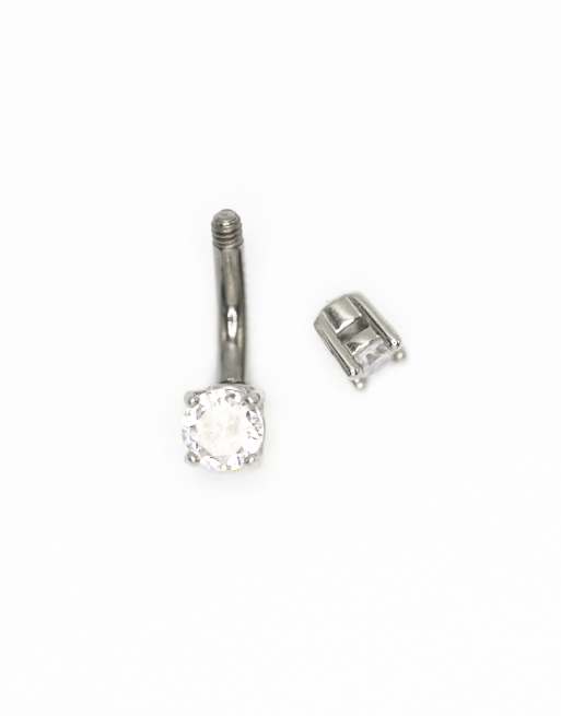 Lovisa - Navelpiercing van titanium met mini ronde zirkonia steentjes in zilver, 3 van 3