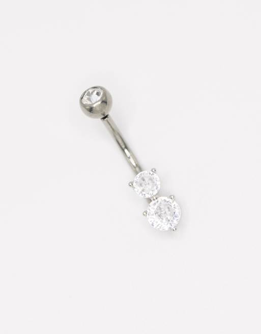 Lovisa - Navelpiercing van titanium met zirkonia steentjes in zilver, 2 van 3