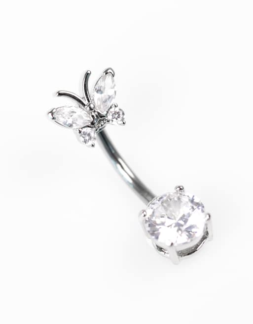 Lovisa - Navelpiercing van titanium met zirkonia steentjes in zilver , 2 van 3