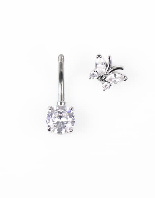 Lovisa - Navelpiercing van titanium met zirkonia steentjes in zilver , 3 van 3