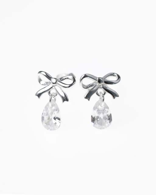 Lovisa – Ohrringe aus Sterlingsilber mit Schleifendesign und Tropfenanhänger 