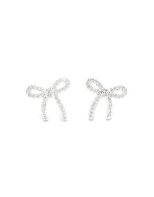 Lovisa - Ohrstecker aus Sterlingsilber mit Schleifendesign mit Zirkonia-Verzierung