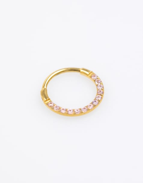 Lovisa - Oorbel van verguld titanium met zirkonia van 8 mm in goud - view 1