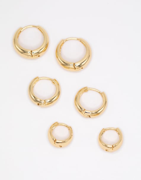 Lovisa - Oorbellen met dikke ringen in verguld, set van 3 - view 1