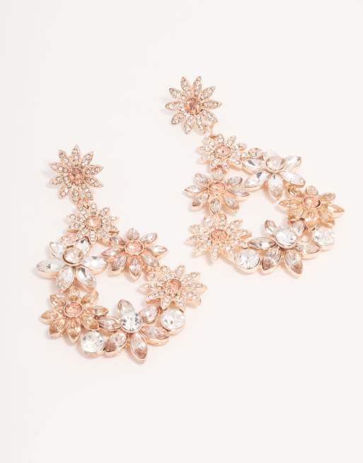 Lovisa - Oorbellen met geclusterde bloemen met druppelvorm in roségoud
