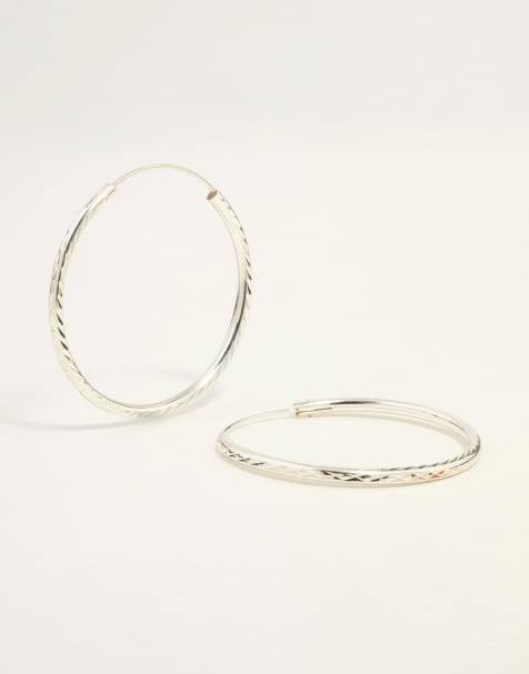 Lovisa - Oorringen van 35mm van sterling zilver met diamant slijpsel - view 1