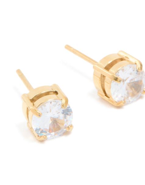 Lovisa - Orecchini a bottone rotondi da uomo in acciaio inossidabile placcato oro con zirconia cubica - view 1
