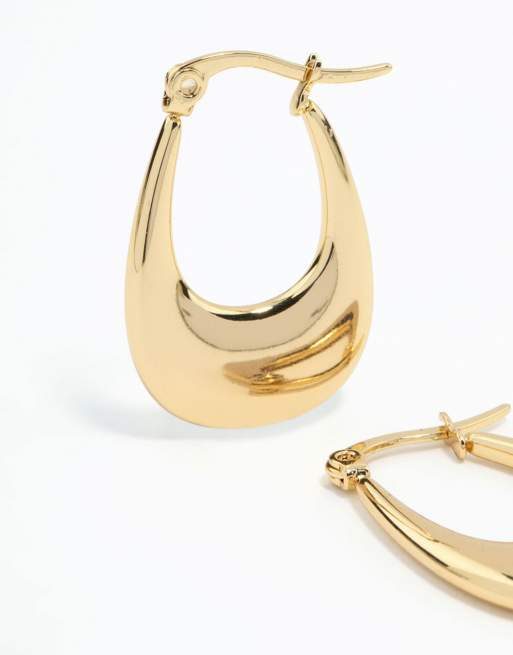 Lovisa - Orecchini a cerchio allungati in acciaio inossidabile placcati oro resistenti all'acqua, 2 di 4